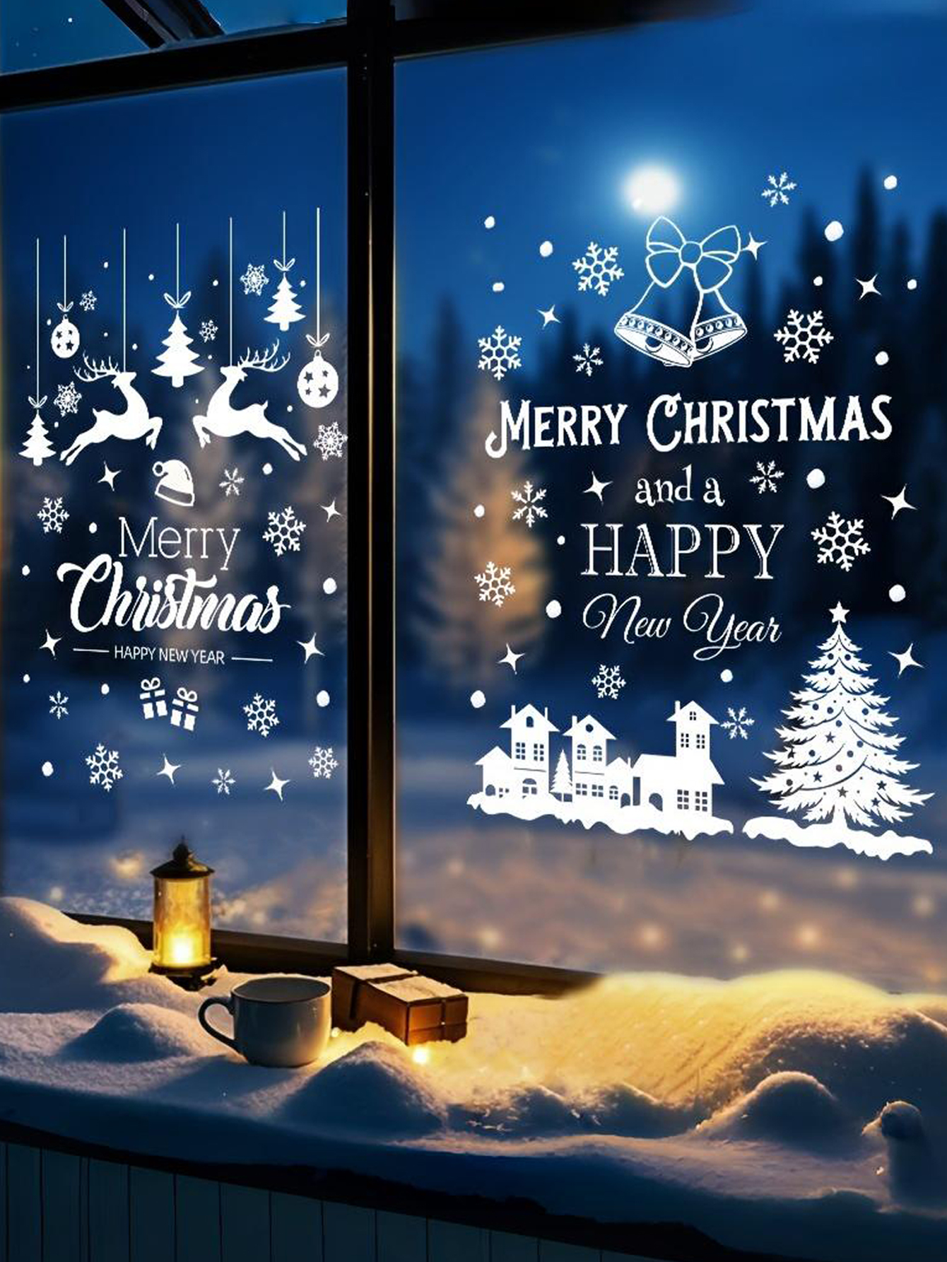 Christmas Snowflake Tree Reindeer Window Stickers